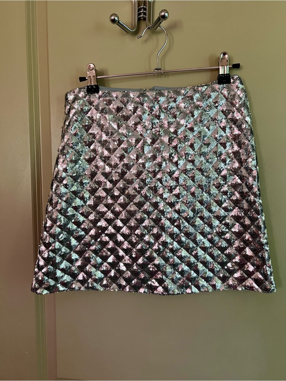 Work Your Magic Silver Sequin Skirt: S